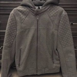 EXPRESS Men’s Gray Wool Blend Moto Bomber (Medium)